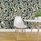Pre-Pasted Wallpaper 2FT Wide Vines Wallpaper Plants Art Deco Citrus Navy Lemons Mustard Botanical Gardens Climbing Custom Pre-pasted Wallpaper by Spoonflower